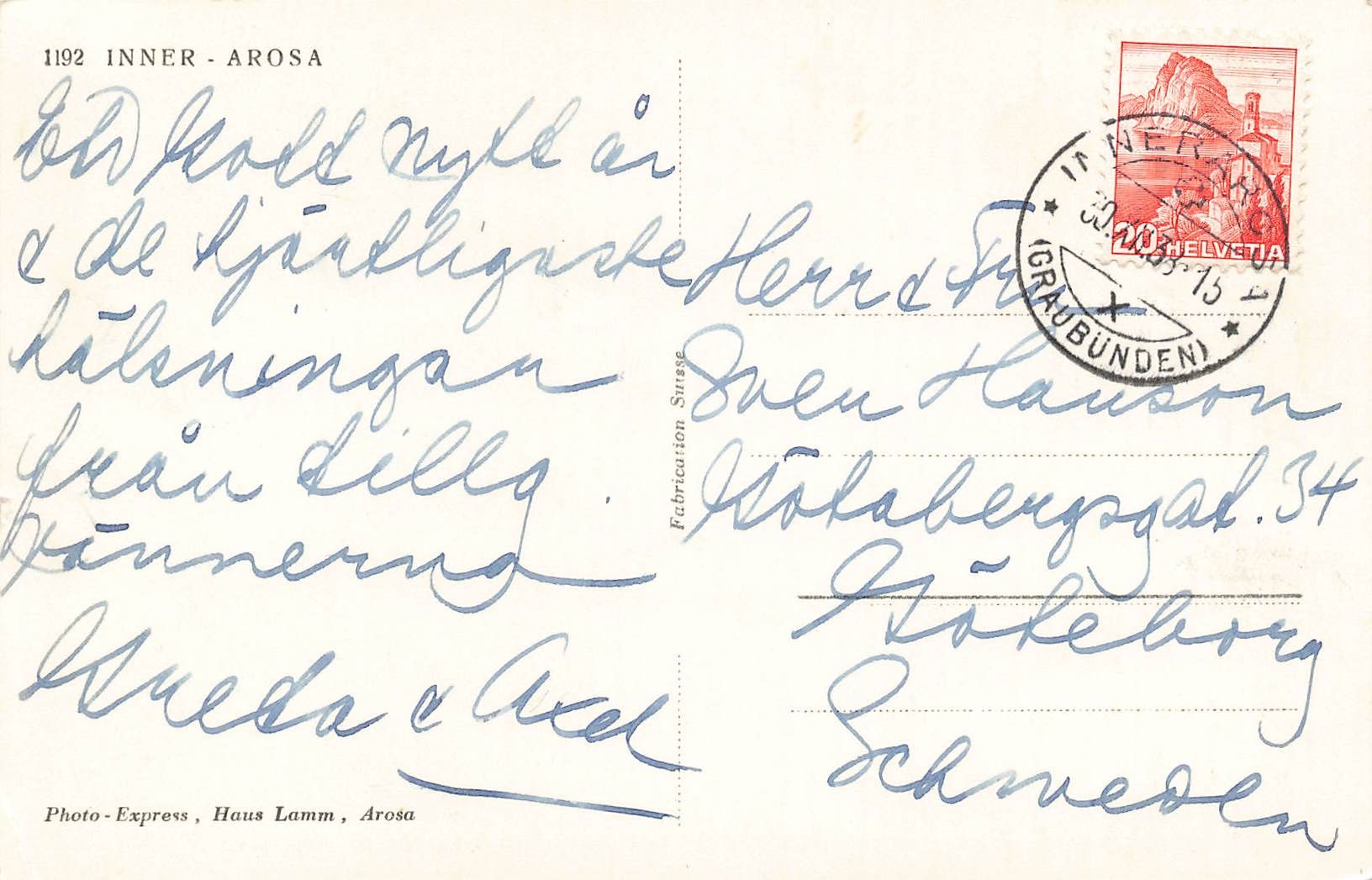 Cartes postales: Inner Arosa – D'occasion à Biasca par Blenio71 1