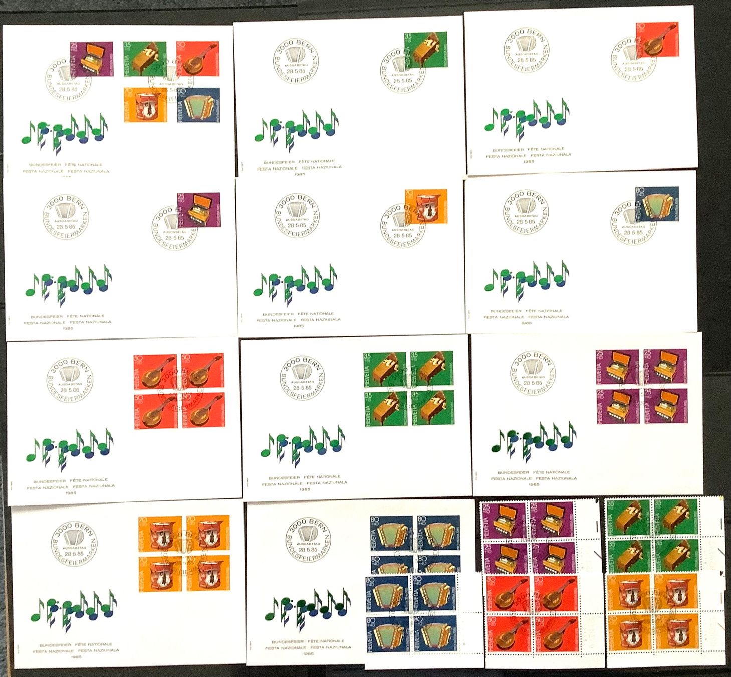 Tutti i francobolli: 1985 Pro Patria - FDC + Einzel + Viererblock + 4er ET – Nuovo (secondo la descrizione) da Liestal venduto da Pep3
