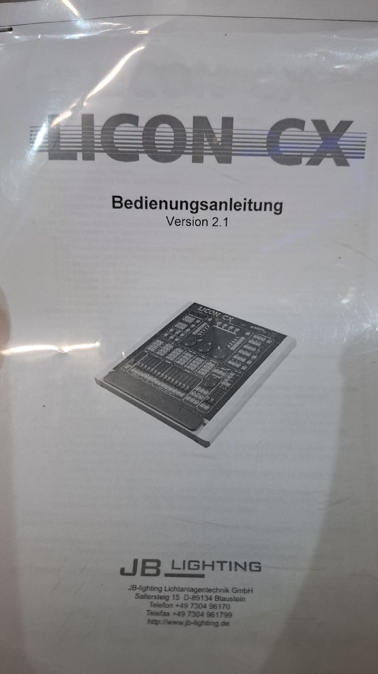 Sistema di controllo: JB-Lighting Licon CX Lichtmischpult mit Case und Anleitung – Usato da Watt venduto da Gubrist 3