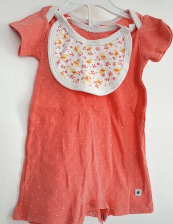 Body short bébé avec bavoir, Petit Bateau taille 3m/60cm