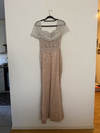 Elegantes Glitzer-Abendkleid mit Perlen – Grösse S/M 