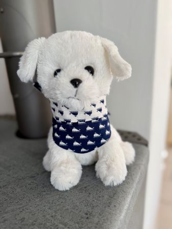 Halstuch Bandana für einen kleinen Hund - Dunkelblau /Weiss
