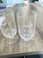 2 x Trinkglas mit Swissair Logo auf Glasfuss neuwertig