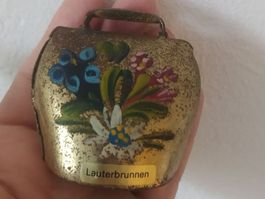 Vintage Kuhglocke Lauterbrunnen, Handbemalt, Frühlingsdeko