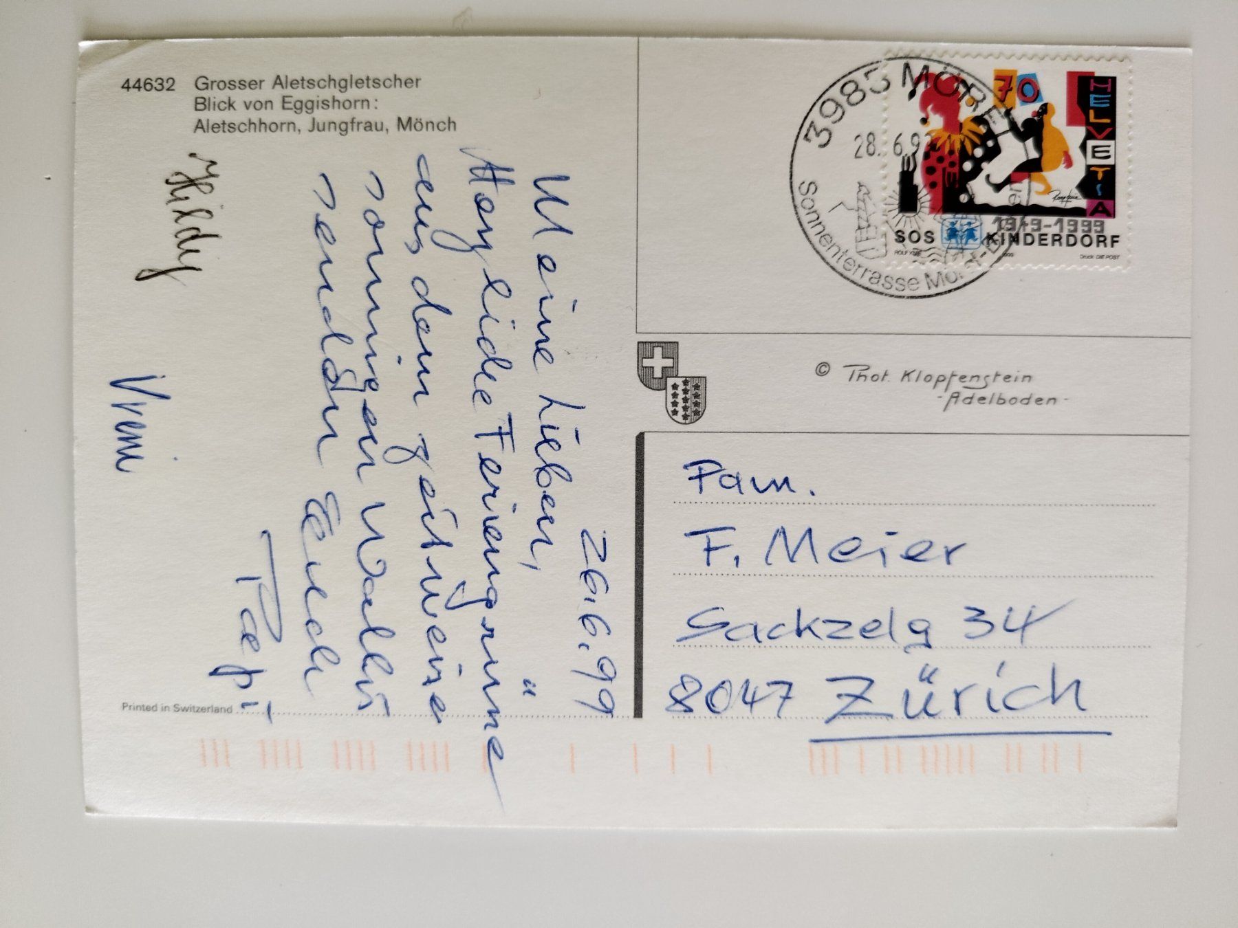 Ansichtskarten: Originale Ansichtskarte Aletschgletscher mit Briefmarke. 54 – Gebraucht aus Ohmstal von Lebensfreude05 1