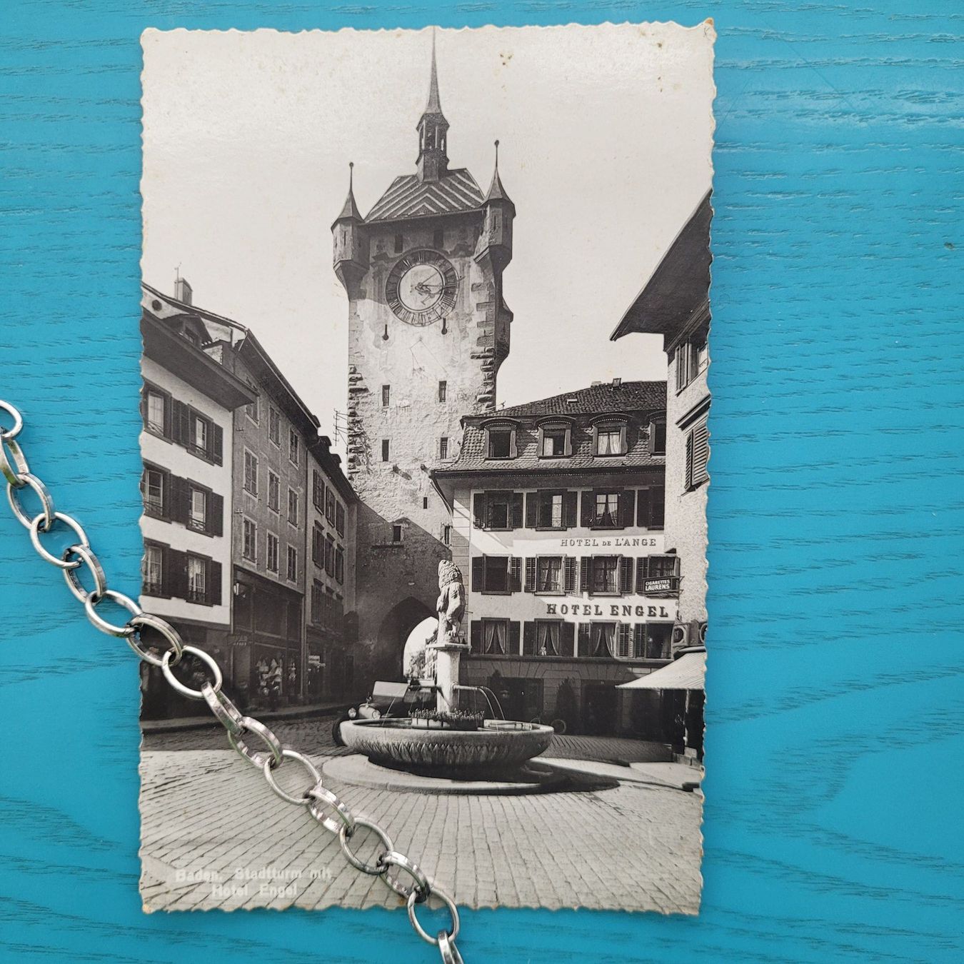 Cartoline postali: Baden , Stadtturm mit Hotel Engel – Usato da SCHÜBELBACH venduto da CoKaHa