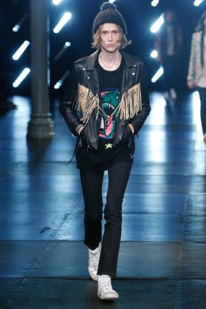 Saint Laurent SS16 Fringed Python Leather Jacket Surf Sound