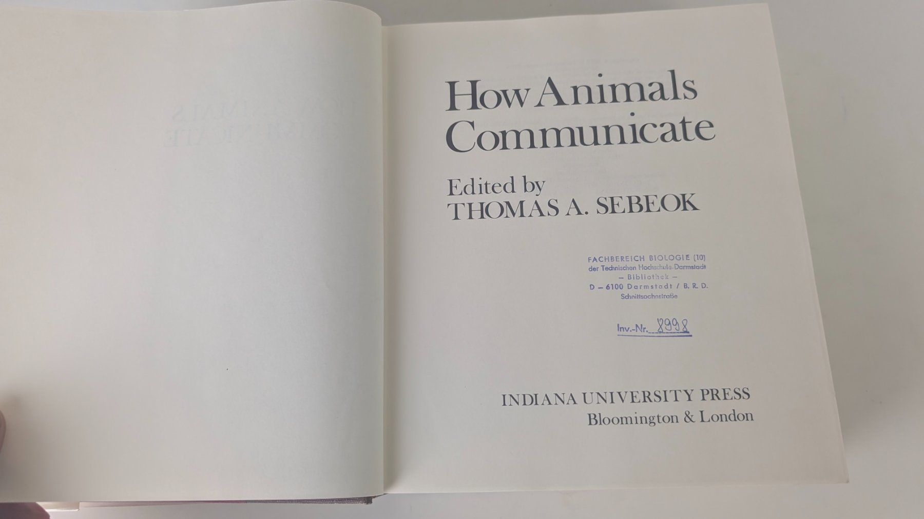 Bücher: How Animals Communicate, 1977 Thomas A. Sebeok – Gebraucht aus Zürich von 1.Simon 5