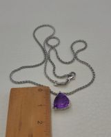 18 Karat 750 Weiss Gold Kette Mit Amethyst Anhänger