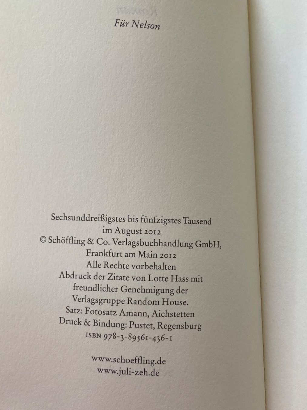 Libri: NULLZEIT/Juli Zeh/Verlag Schöffling&Co. – Usato da Eschenbach SG venduto da verbascum 1