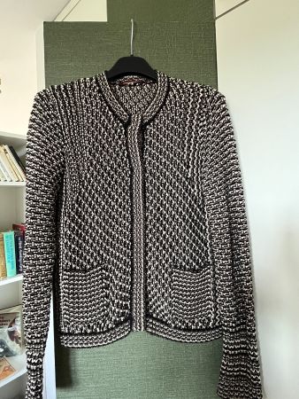 Veste pour femme en laine n/bl