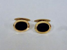Vintage Manschettenknöpfe Schwarz Gold 60er 70er 80er Jahre