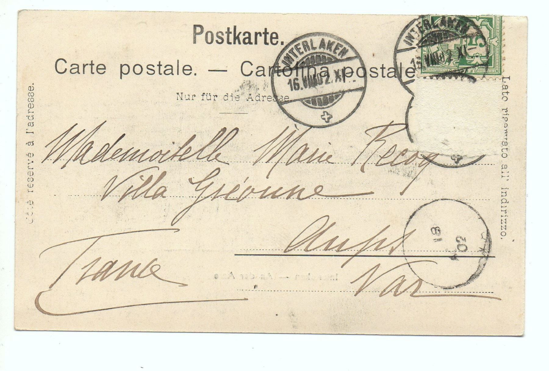 Cartoline postali: INTERLAKEN An der Aare – Usato da Jona venduto da philajona 1
