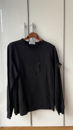 Stone Island Sweatshirt Schwarz mit Zip-Tasche Gr. L