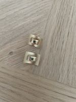 Clip-on earrings gold tone square green stone