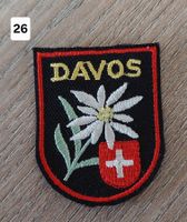 Badge , Patch, Aufnäher DAVOS , Edelweiss , schwarz(26)
