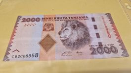 Tansania 2000 Schilling, Löwe, Banknote, Afrika