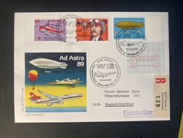 Schweiz 1989 Cachet+Stempel ASTRA 89 R-Brief MiF Luftfahrt