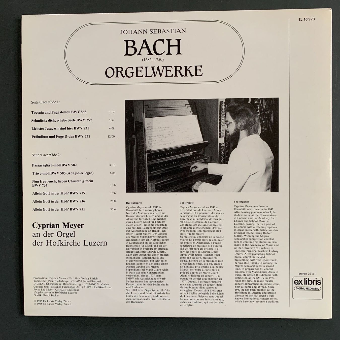 Dischi in vinile: Cyprian Meyer: Bach – Usato da Stans venduto da Abukadnezar 1