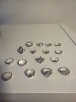 Ring Set Silberfarben Modeschmuck 16 Teile guter Zustand