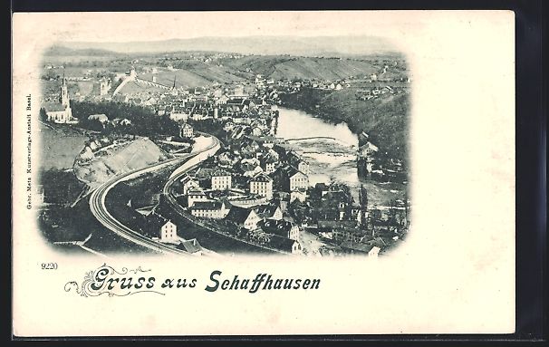 Cartoline postali: Schaffhausen, Teilansicht mit Flussparti – Usato da Berlin venduto da bartko-reher