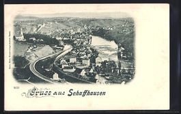 Schaffhausen, Teilansicht mit Flussparti