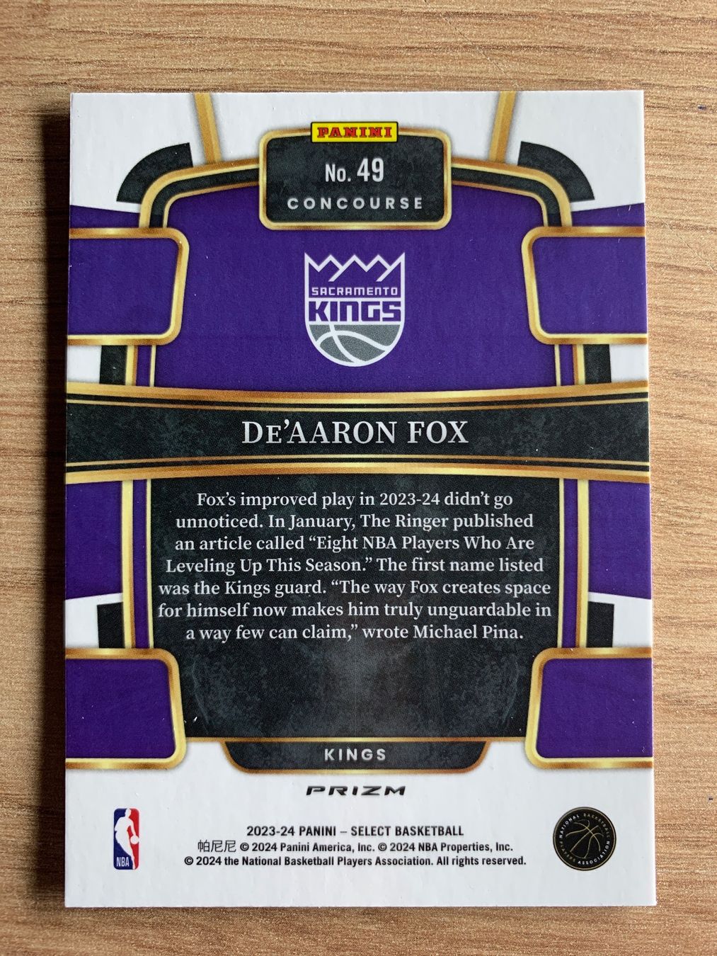 Cartoline: NBA De’Aaron Fox RED ICE Concourse Select 23/24 – Usato da Netstal venduto da Clutch79Cardz 1