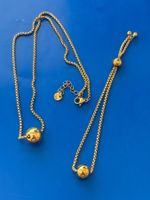 Luxus Elegante Edelsthal Kette mit Armband Farbe Gold