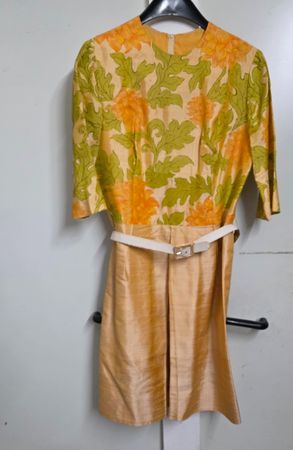 Vintage Couture Antoine Berne Seidenkleid – Gelb/Gold Floral