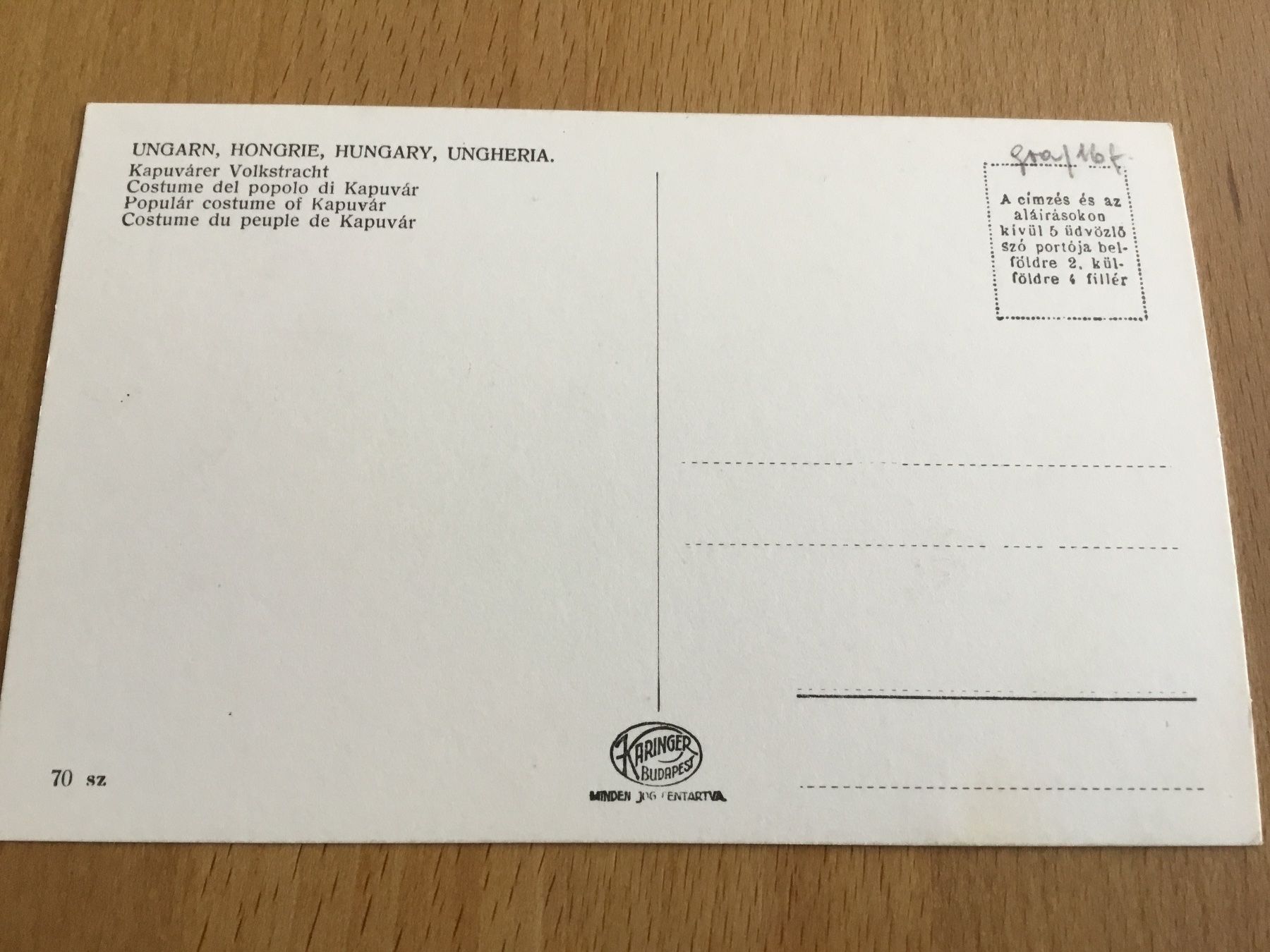 Cartoline postali: Ungarn - Kapuvárer Volkstracht – Usato da Kerzers venduto da Georges3210 1