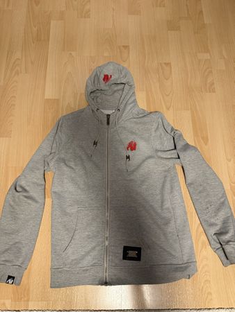 Stylish Gorilla Wear Gray Zipper Hoodie, Size Large.
