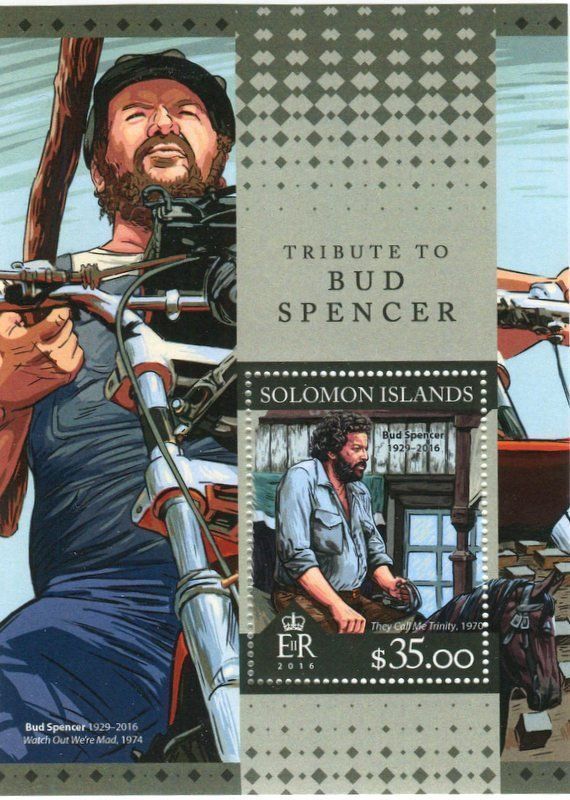 Tutti i francobolli: Block "Bud Spencer". Salomonen. – Nuovo e nell'imballaggio originale da Basel venduto da Butsch5