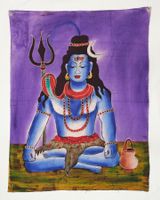 Wandbehang Stoffbild Shiva in Meditation indisch 74x57cm