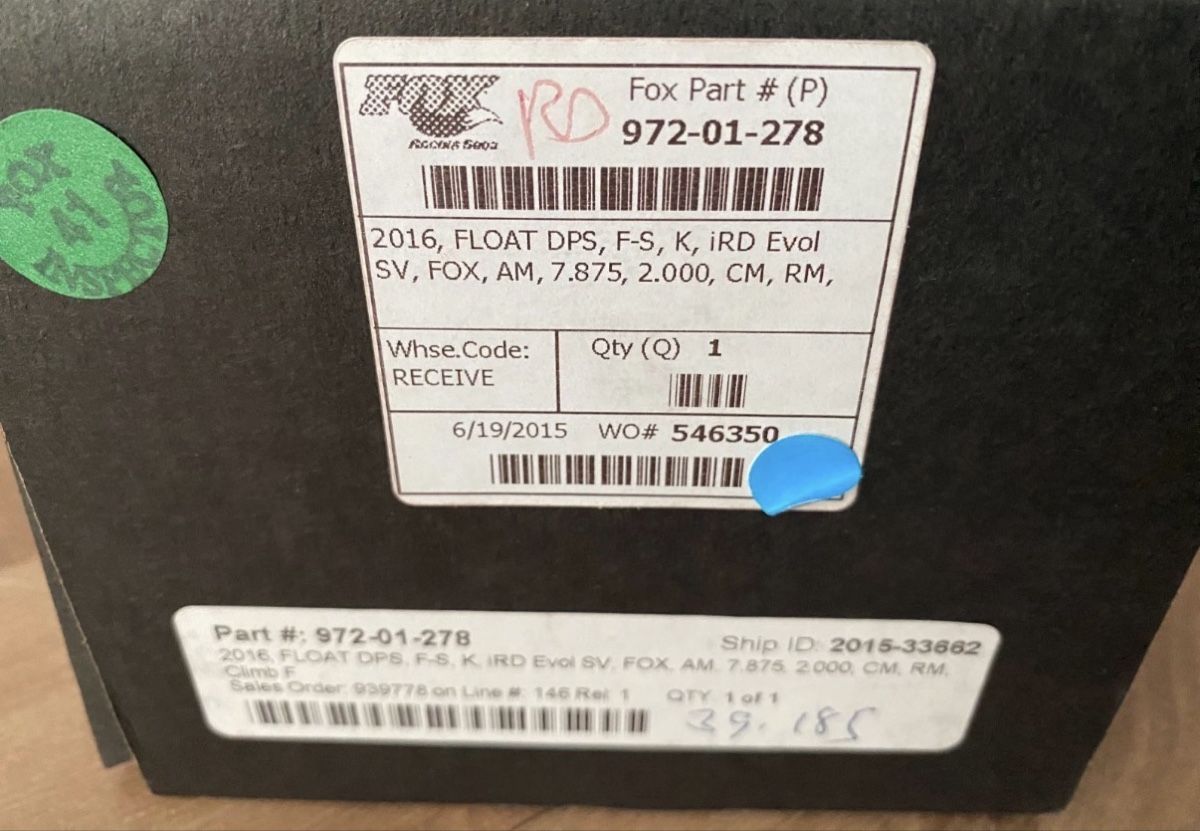 Fox Ersatzteile: FOX Float DPS Factory 2016 Dämpfer iRD Evol 7.875 Custom – Neu (gemäss Beschreibung) aus Teufen AR von Bob_Zoelle 8