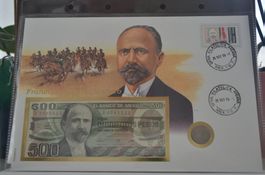 Banknotenbrief mit Münze aus Mexico