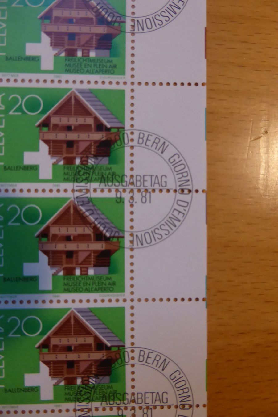 Alle Briefmarken: CH - Briefmarkenbogen - Freilichtmuseum 9.03.1981 – Neu (gemäss Beschreibung) aus Brunnadern von lesezirkel 1