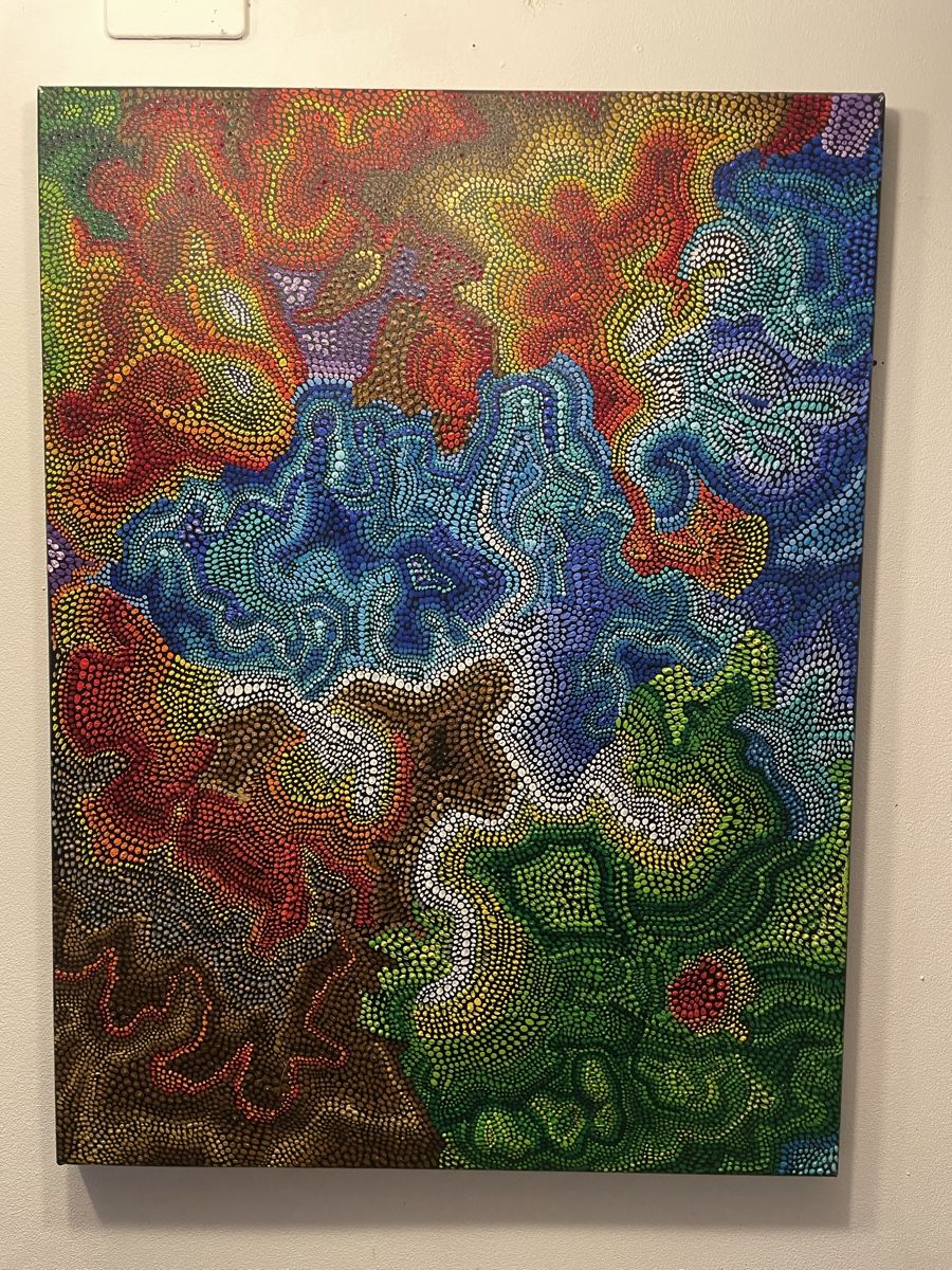 Poster & Bilder: Acrylbild abstrakt Punkttechnik farbig Grossformat guter Zus – Neu (gemäss Beschreibung) aus Pfyn von Goodsell 8