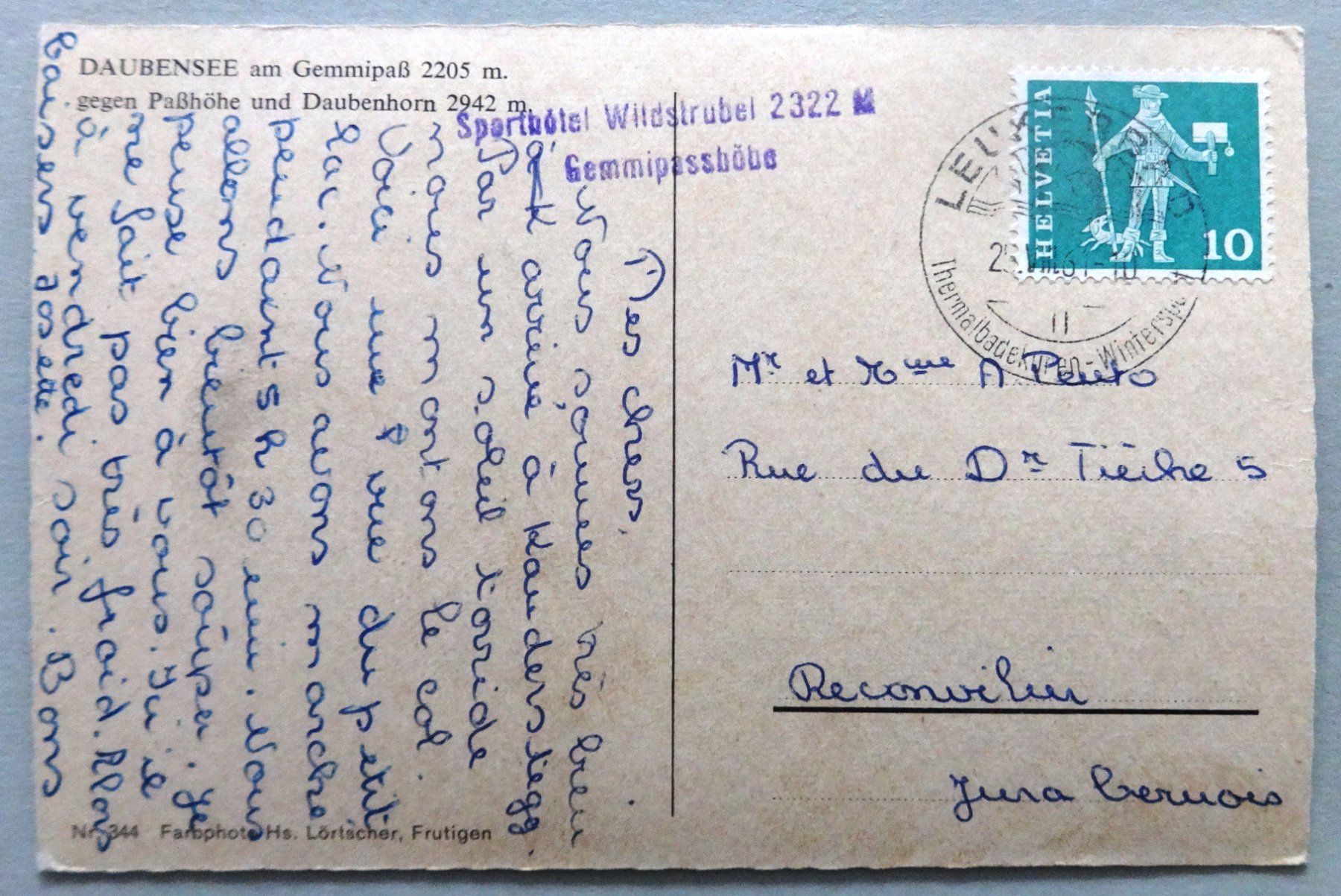 Cartoline postali: Daubensee am Gemmipass 2205 m – Usato da Fétigny venduto da Billy2miny 1