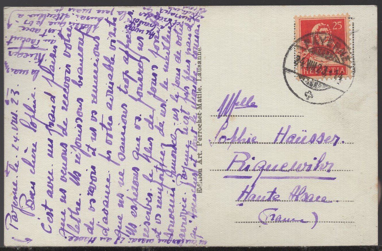 Ansichtskarten: Payerne Vue générale  1923 – Gebraucht aus Aarau von kufi44 1