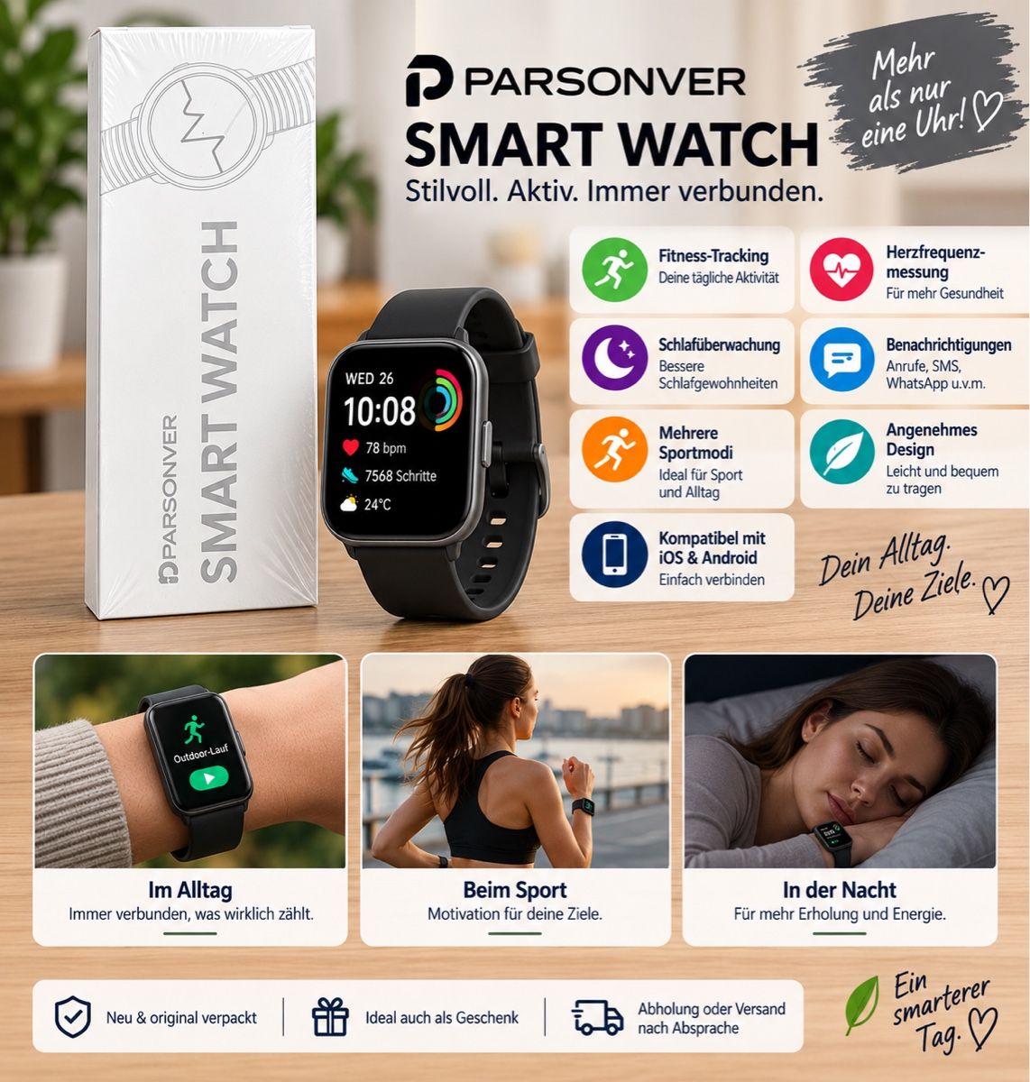 Smartwatch: ⌚ PARSONVER Smart Watch – Nuovo (secondo la descrizione) da Emmenbrücke venduto da ble_6vtz