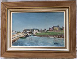 R. Docquier - Gemälde - Öl auf Leinwand - Fischerhafen