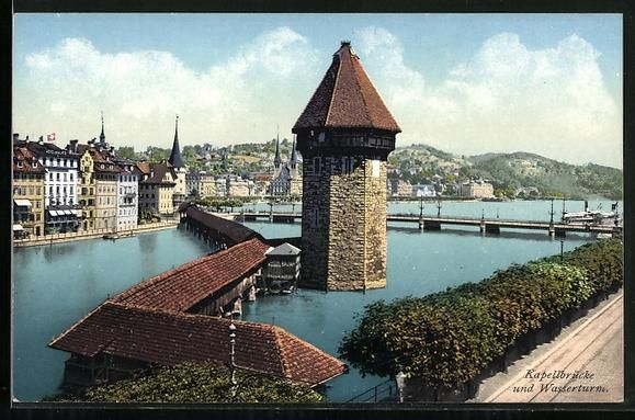 Ansichtskarten: AK Luzern, Kapellbrücke und Wasserturm – Gebraucht aus Berlin von bartko-reher