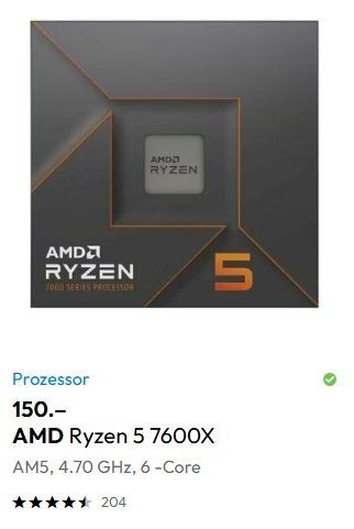 Amd Componenti elettronici: AMD Ryzen 5 7600X – Usato da Nenzlingen venduto da aldo70 3