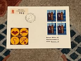 1 Erstagsbrief LI Einschreiben Viererblock 1967