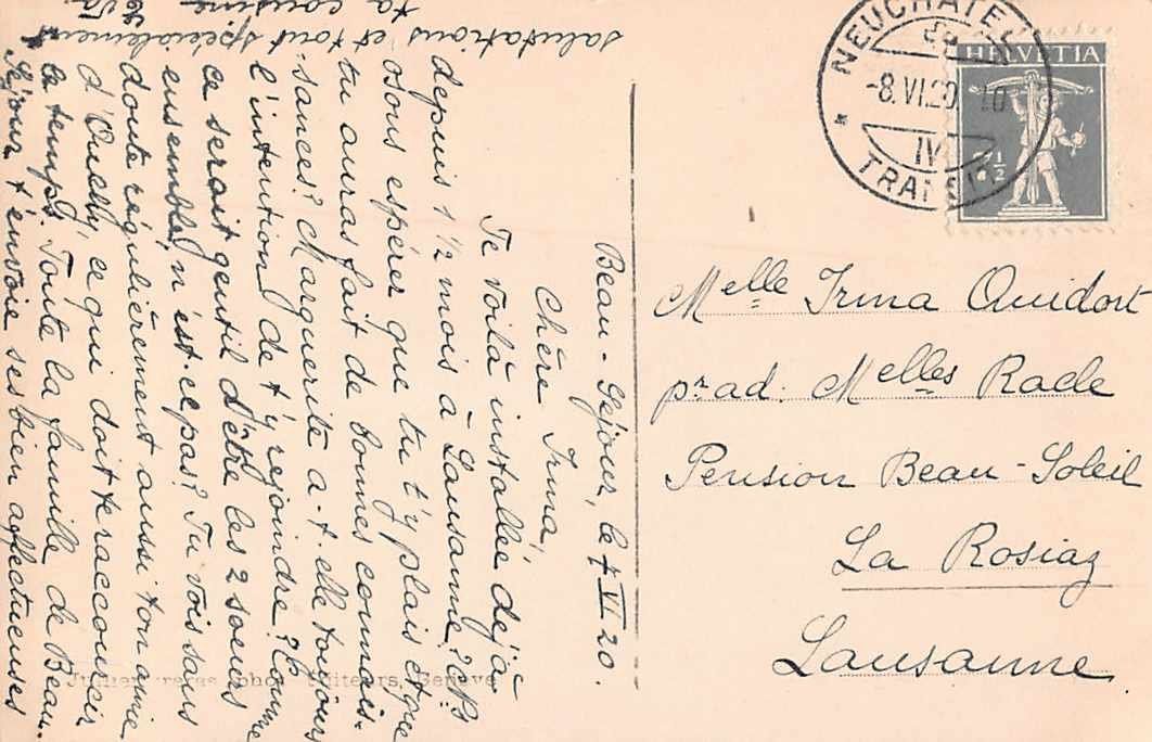 Cartoline postali: SOUVENIR de NEUCHATEL, VUE du lac 1920 – Usato da Lufingen venduto da Rac0 1