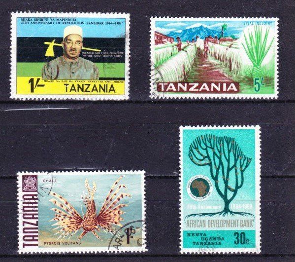 Tutti i francobolli: Lot 4 timbres différents - Tanzanie - 1960 - Obl. – Usato da Blonay venduto da Leglaude_01