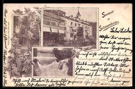 AK Schauenburg, Wasserfall, Kapelle und Hotel