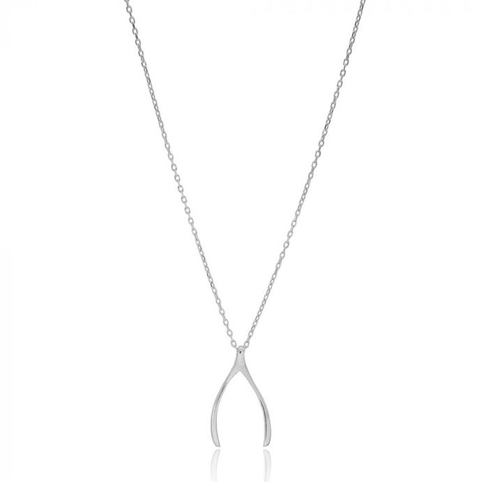 Collana in argento sterling Wishbone, ciondolo a forma di osso dei