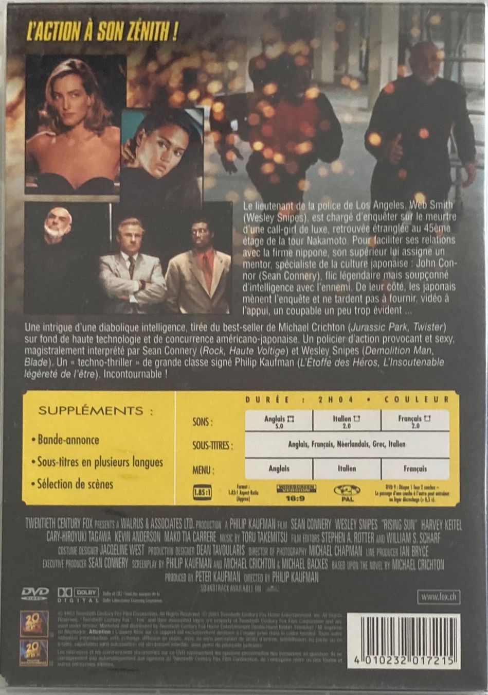 Tutti i DVDs: SOLEIL LEVANT (SEAN CONNERY / WESLEY SNIPES) – Usato da Poliez-Pittet venduto da Newtown-Records 1