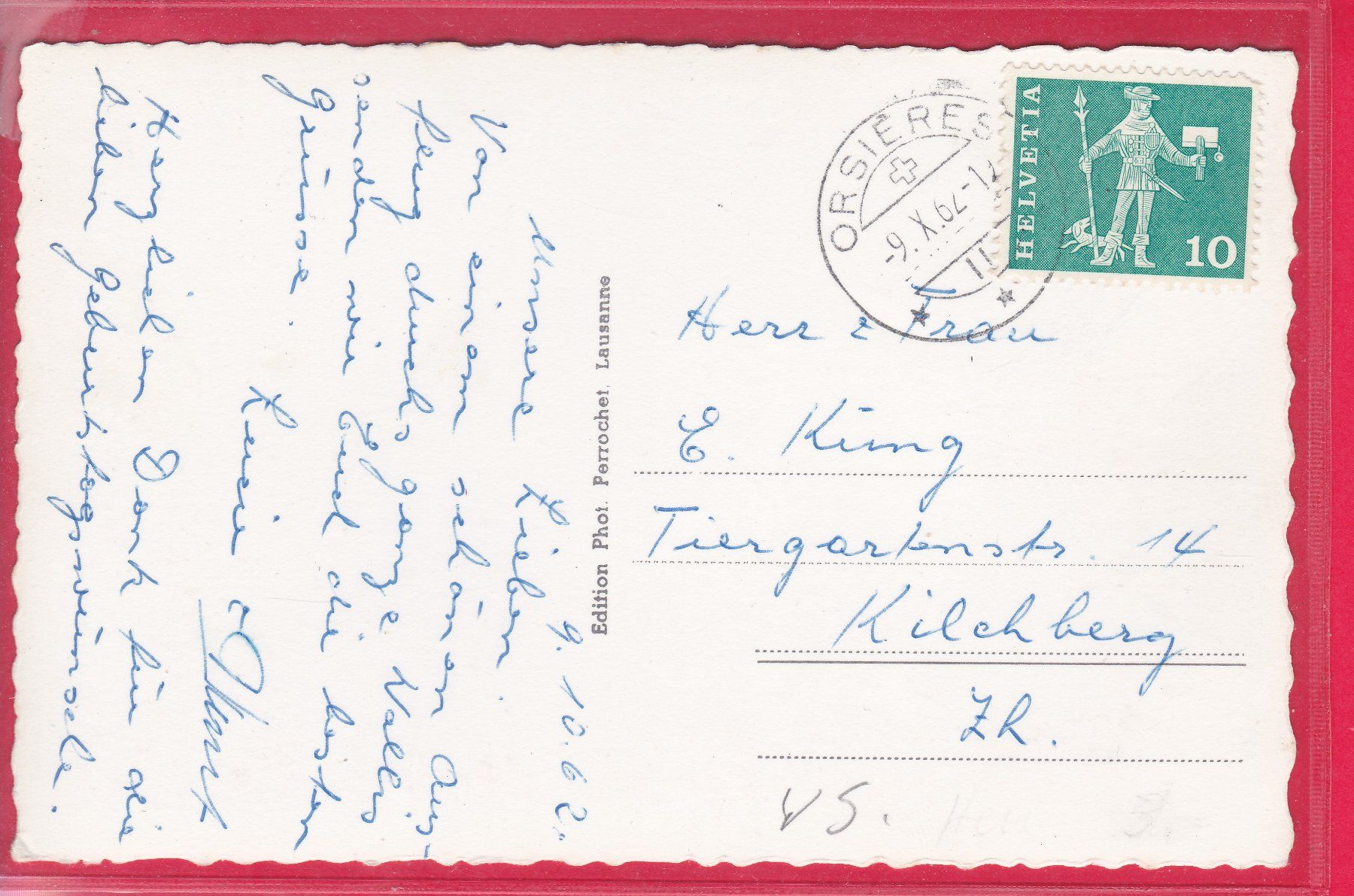Cartoline postali: CHAMPEX -LAC, LA STATION, 9.10.1962 – Usato da Oberrieden venduto da Gebirgsstelze 1